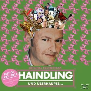 Albumcover mit dem Gesicht eines Mannes mit verschiedenen Objekten auf dem Kopf und grünem Hintergrund.