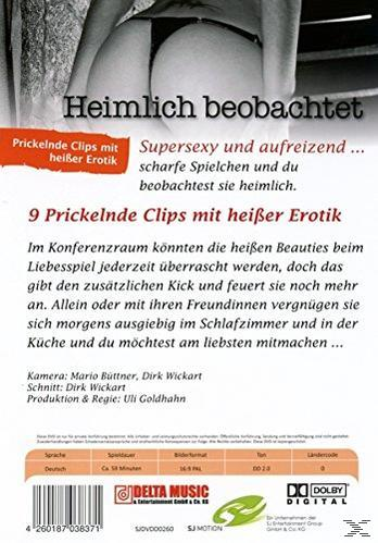 DVD-Cover: 'Heimlich beobachtet' mit dem Hintern einer Frau, suggestivem Text und Bildern.