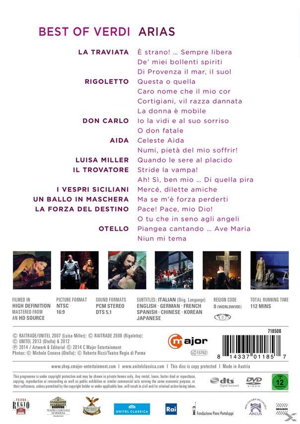 Rückseite einer DVD mit einer Liste von Opernarien und Bildern von Interpreten.