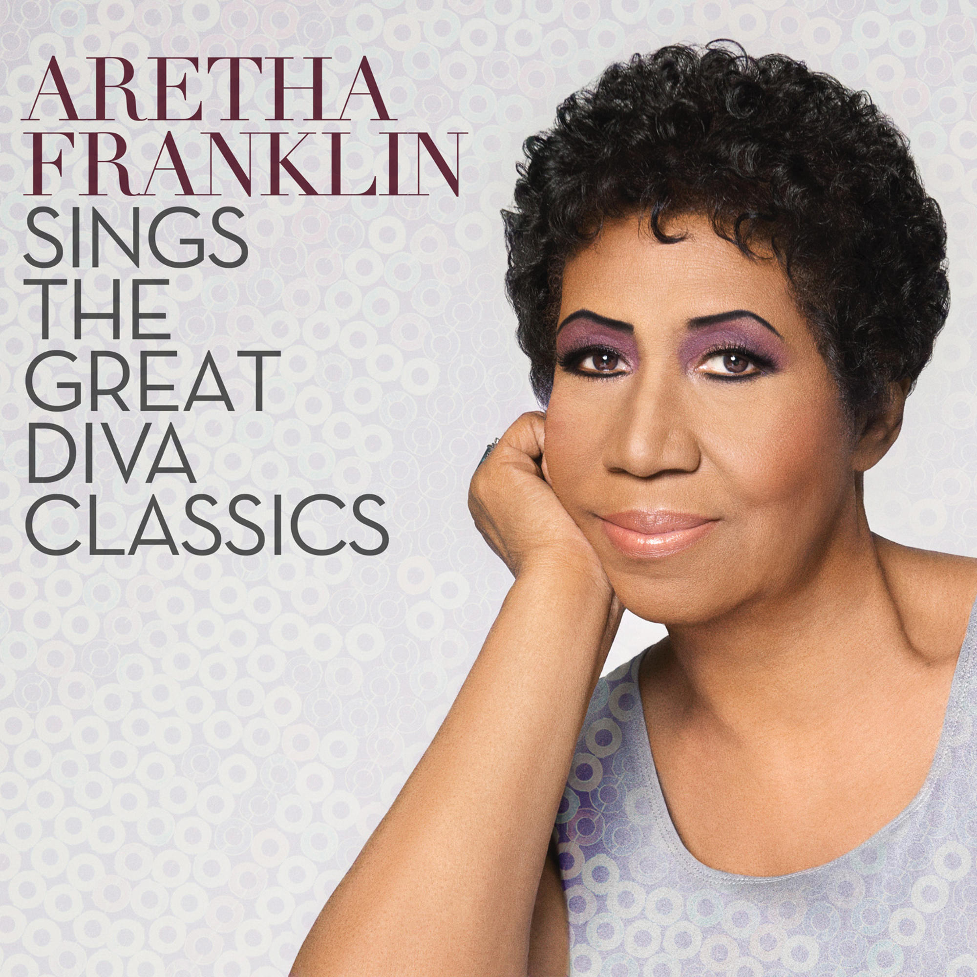 Aretha Franklin album borítója. Aretha Franklin portréja, 'Aretha Franklin Sings The Great Diva Classics' felirattal.