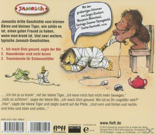Cartoon-Illustration von Bär und Tiger aus einem Kinderbuch mit Text auf Deutsch.
