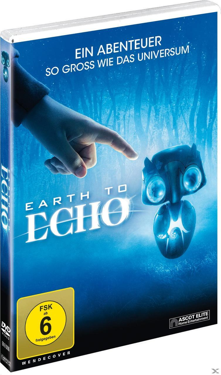 DVD-Hülle für Earth to Echo. Eine Hand berührt den Kopf eines Roboters. Blauer Hintergrund.