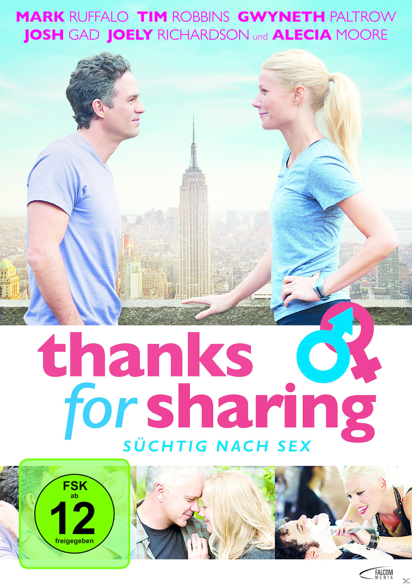 Filmposter, Mann und Frau blicken sich an, Stadt im Hintergrund.