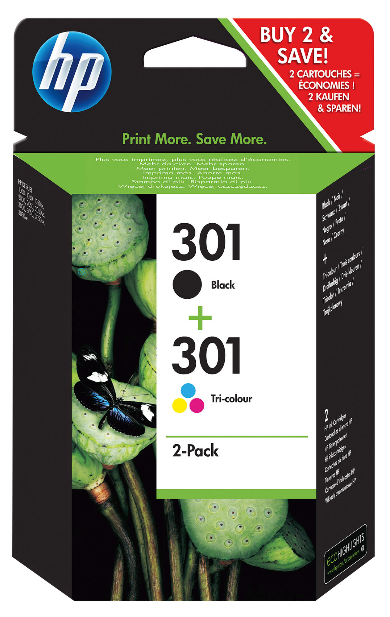 Cartucho de Tinta - HP 301 negro + tricolor J3M81AE