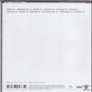 Weiße CD mit Text in mehreren Sprachen. Musikalbum. Weißer Hintergrund.