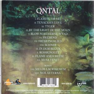 Albumcover: Qntal III, Trackliste, dunkler Hintergrund, Wasser mit Pflanzen.
