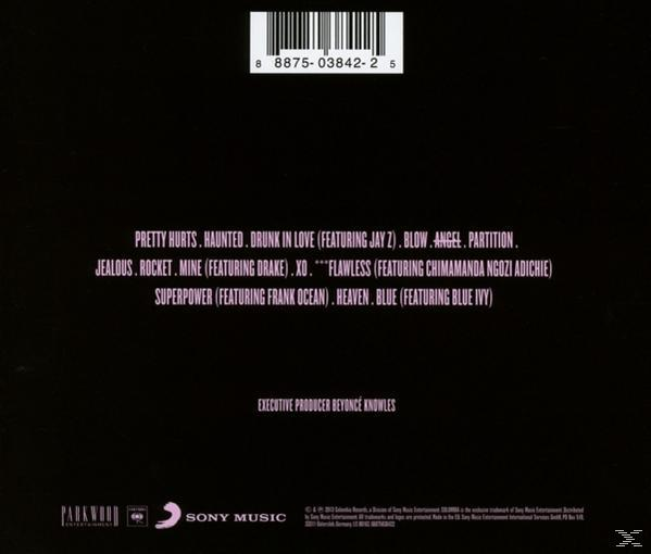Schwarzes Albumcover mit Songtiteln und Künstlergutschrift in Pink.