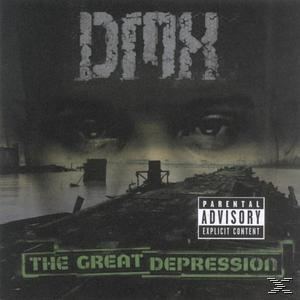 Album borító DMX-szel. A 'The Great Depression' szöveg van ráírva. A háttér sötét.