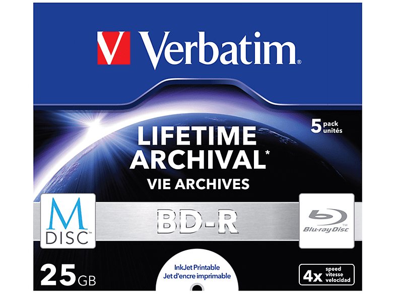 VERBATIM 43823 BD-R 25GB Single MDISC Blu-ray-M-Disc