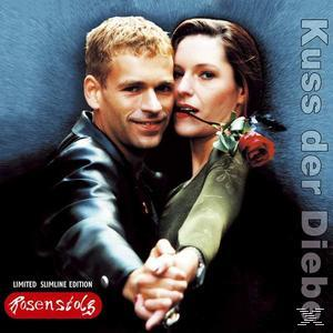 Albumcover. Tanzendes Paar. Mann lächelt, Frau hält Rose im Mund.