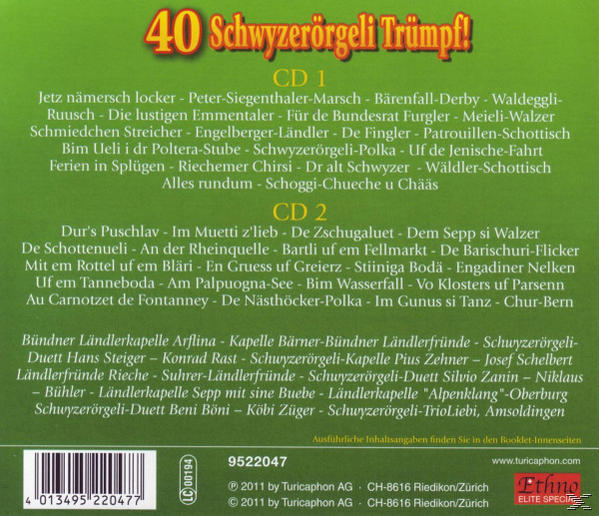 VARIOUS - 40 Trümpf! (CD) - Schwyzerörgeli