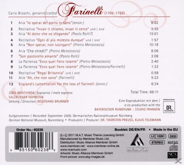 Waschinski/Salzburger Hofmusik/Brunner - Farinelli-The Composer  - (CD)