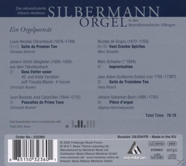 Die Schäfer, VARIOUS, Schmitt, Bossert - Die Rekonstr.Silbermann-Orgel  - (CD)
