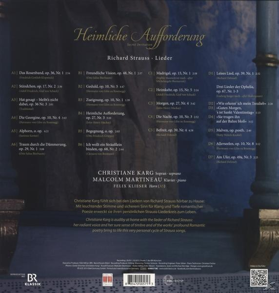 Karg,Christiane/Martineau,Malcolm - Heimliche Aufforderung-Lieder Von (LP + Download) Richard - Strauss