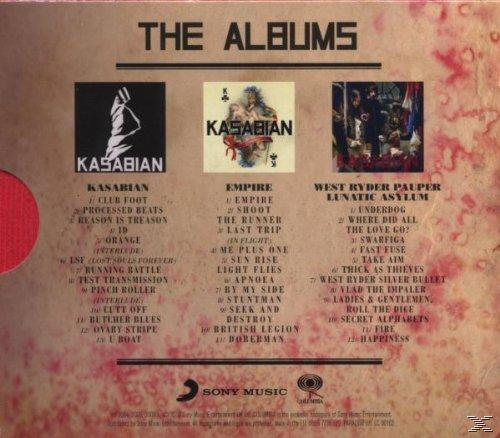 CD-Cover mit drei Albumcovern, Kasabian, Empire und West Ryder Pauper Lunatic Asylum.