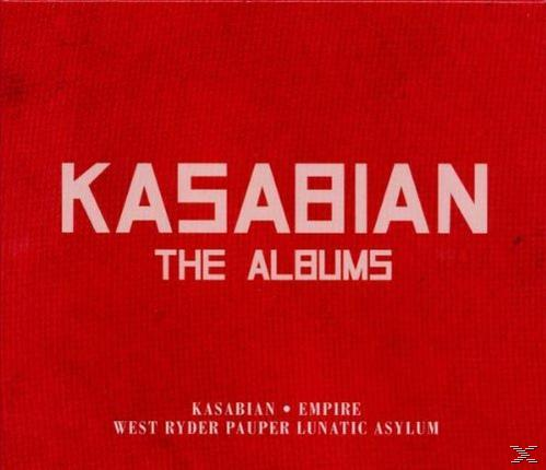 Ein rotes Albumcover mit dem Wort 'KASABIAN' in weißem Text und Songtiteln darunter.