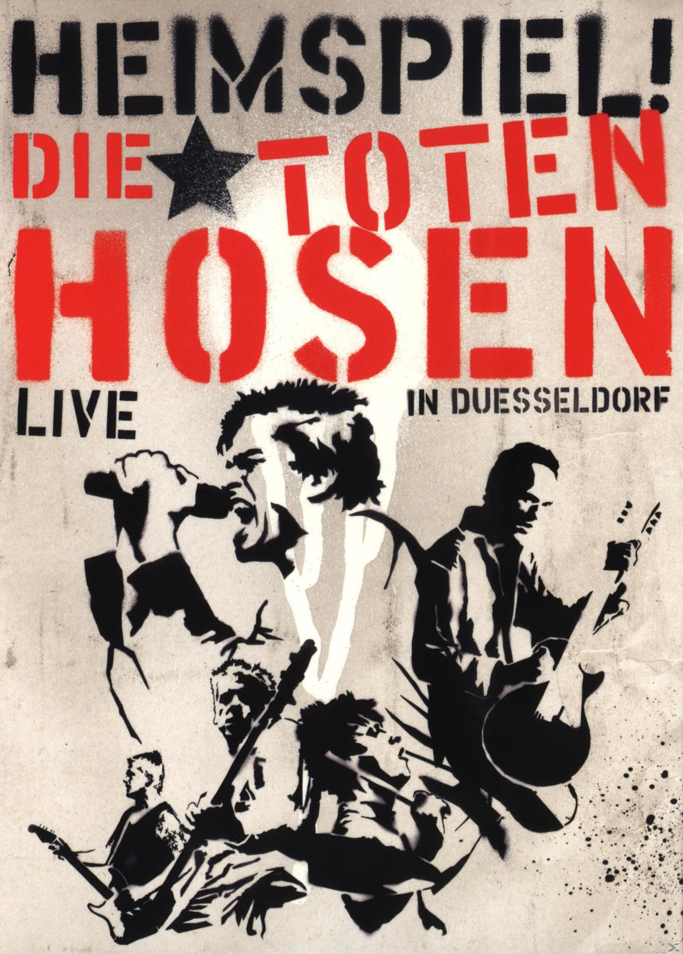 Konzertplakat mit Text 'Die Toten Hosen' und einer Zeichnung von Bandmitgliedern bei der Aufführung.