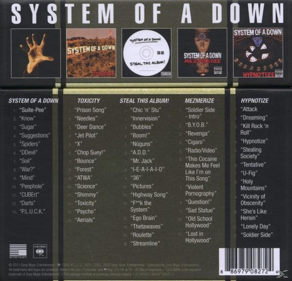 CD-Set mit mehreren Covern eines Musikalbums und Songtiteln.