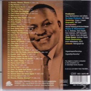 A 'Shame, Shame, Shame' című album borítója. Egy férfi arcképével, nyakkendővel. Számok listája látható.