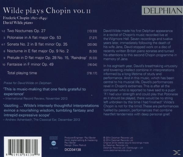 David Wilde - Wilde Plays Chopin Vol.2  - (CD)