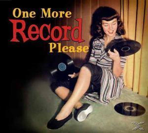 Albumcover: Eine Frau, die Schallplatten hält, mit Text, ein Vintage-Design.