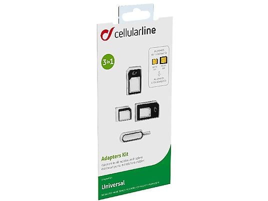 CELLULAR LINE cellularline UNIVERSAL SIM ADAPTERS - Adaptateur de cartes SIM (Noir)