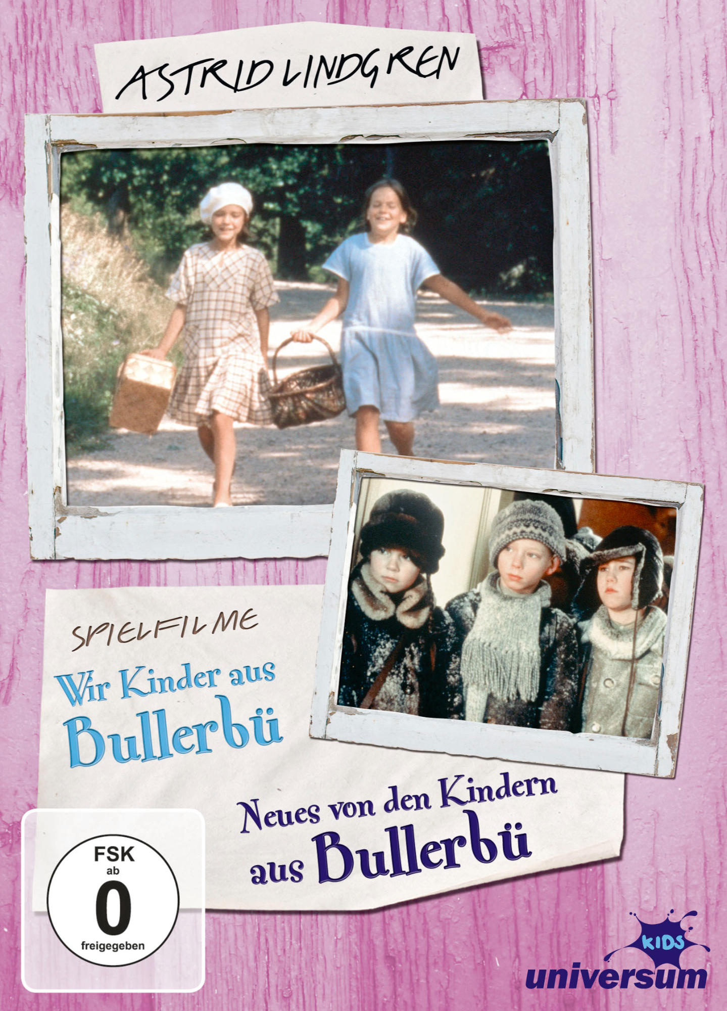 Buchcover: Astrid Lindgren, Wir Kinder aus Bullerbü. Zwei Fotos von Kindern.