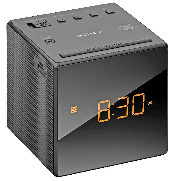 Despertador - Sony ICF-C1B, Radio AM/FM, Alarma, Batería de reseva, Negro