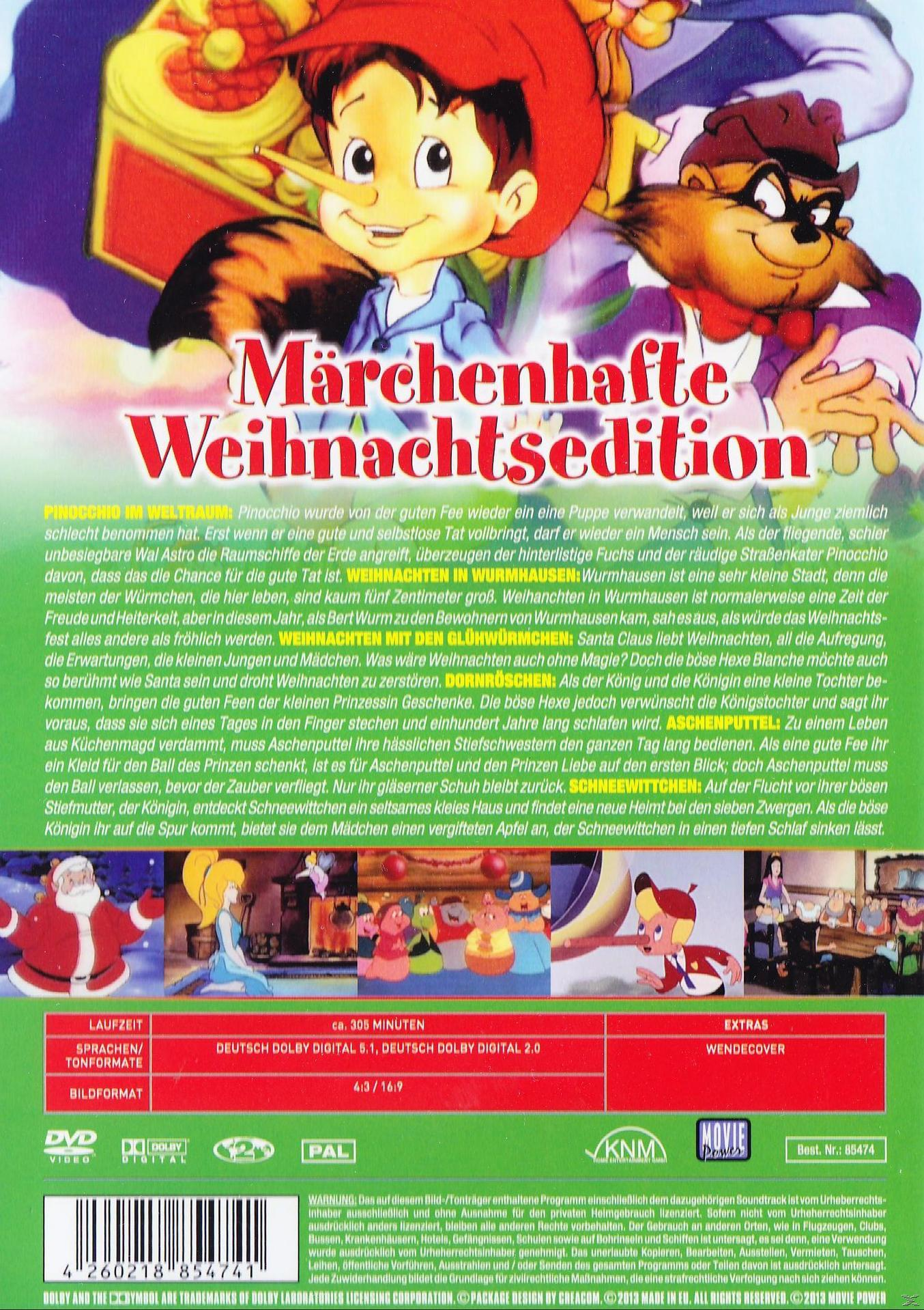 DVD-Cover eines deutschen Zeichentrickfilms. Enthält Pinocchio und andere Charaktere. Text auf Deutsch.