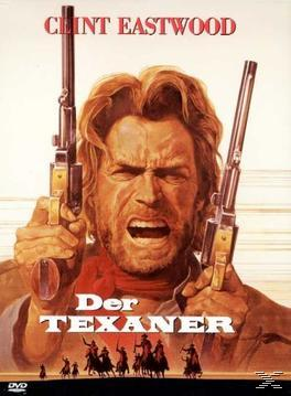 Filmposter eines Mannes, der zwei Waffen hält, mit Western-Kulisse.