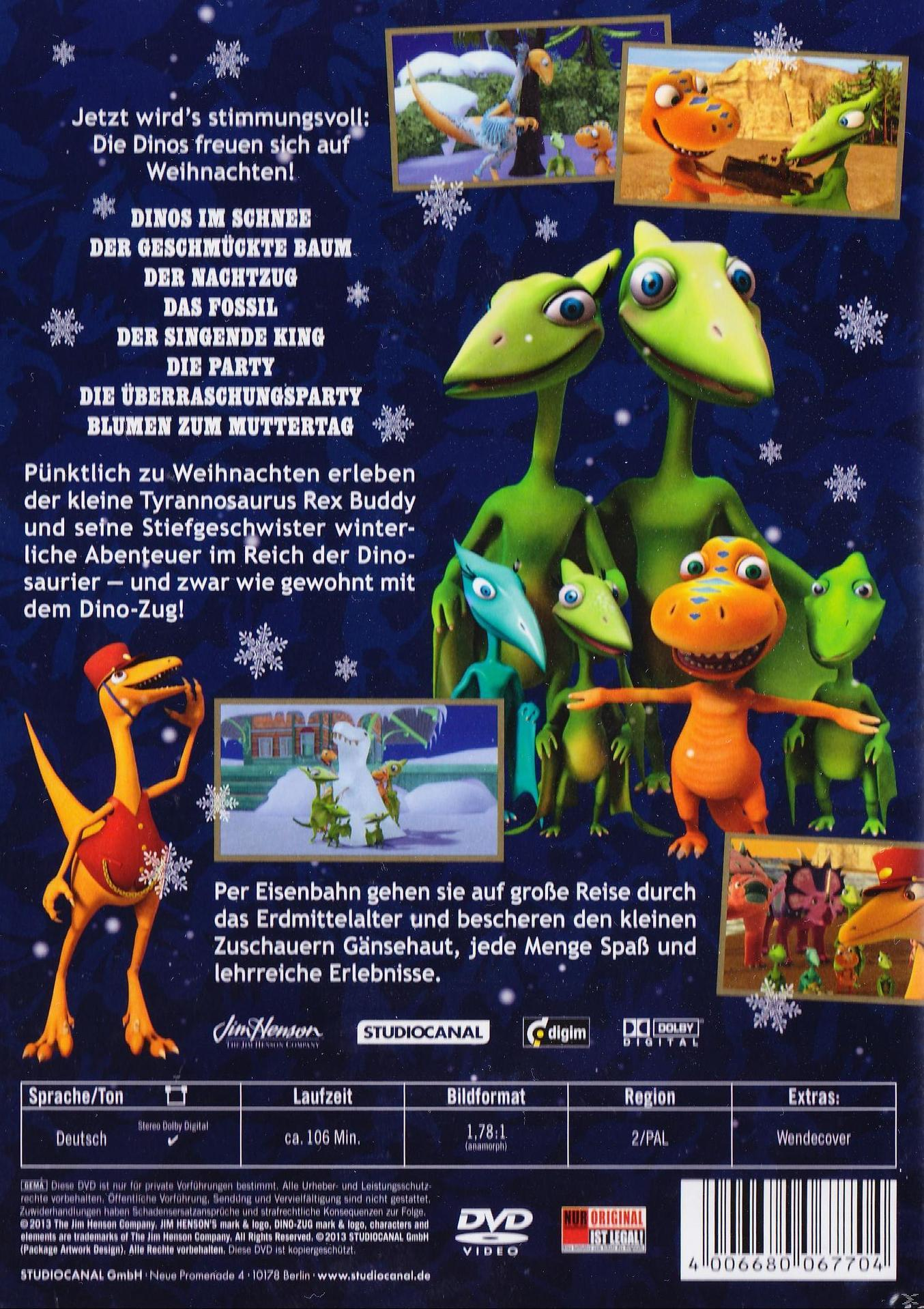 DVD-Cover mit Zeichentrick-Dinosauriern und Text auf Deutsch, Werbung für Kinderfilm.