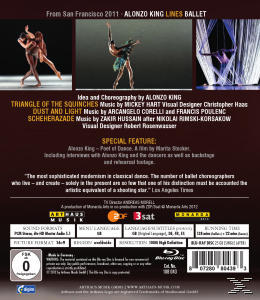 DVD-Cover für 'Triangle of the Squinches', ein Ballett. Text, Fotos und Credits sind sichtbar.