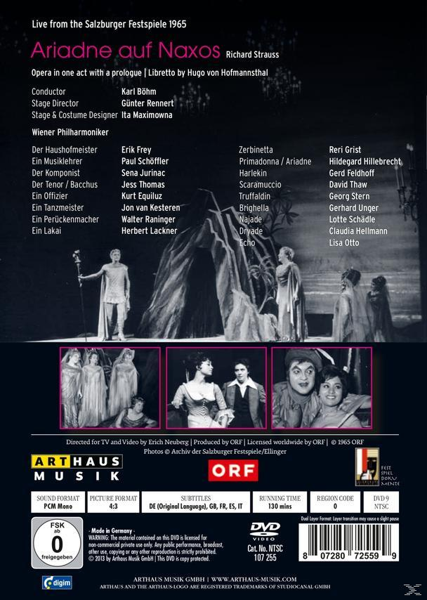 Naxos - Kurt Wiener Sena Thomas, Paul Auf Grist, Jurinac, (DVD) Schöffler, Jess Erik Philharmoniker Frey, Reri - Ariadne Equiluz,