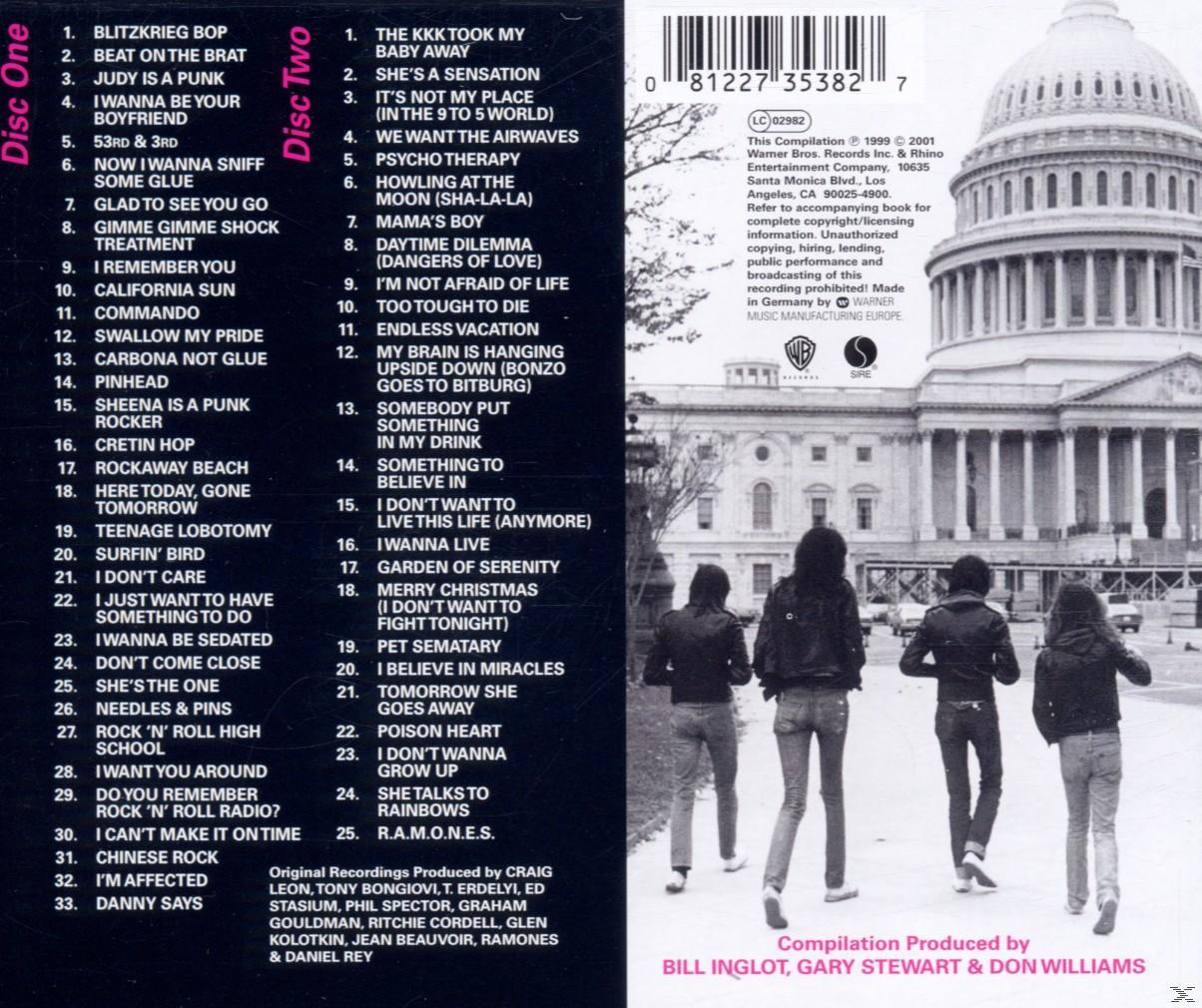 CD-Cover mit Bandmitgliedern, Kapitolgebäude und einer Liste der Songtitel.