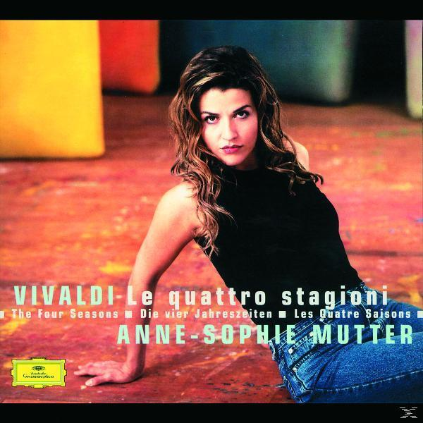 Albumcover mit Anne-Sophie Mutter. Sie trägt ein schwarzes Top und Jeans und sitzt auf einem Holzboden.