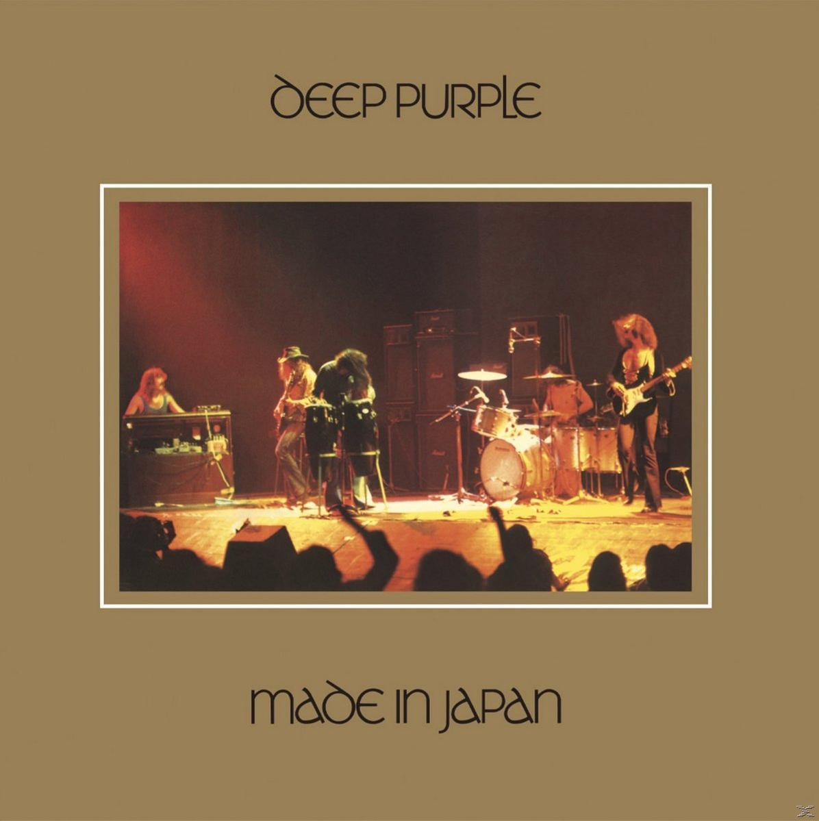 Deep Purple Albumcover. Band auf der Bühne, spielt. Titel: Made in Japan.