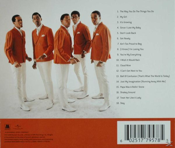Albumcover mit fünf Männern in orangefarbenen Anzügen auf weißem Hintergrund. Titelliste rechts.