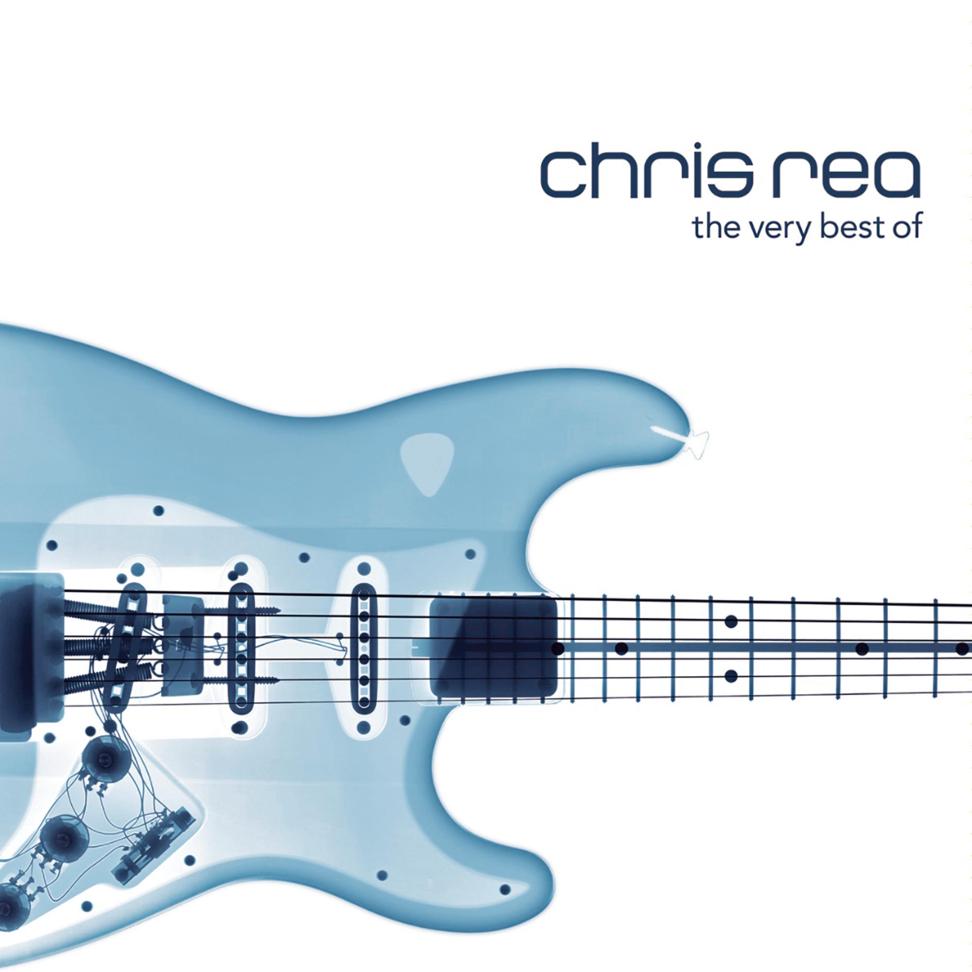 Albumcover: Blaues Gitarren-Röntgenbild. Titel: Chris Rea The Very Best Of.