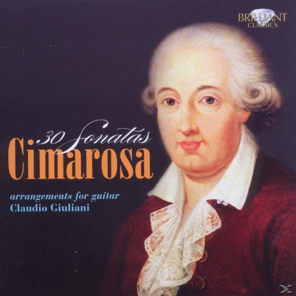 Illustration eines Männergesichts, der Titel lautet '30 Sonatas Cimorosa'.