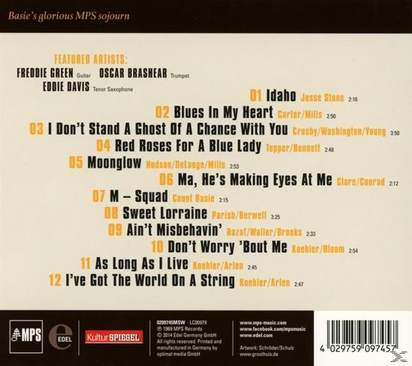 Albumcover mit einer Titelliste und den Namen der vorgestellten Künstler. Ein gelber Hintergrund.