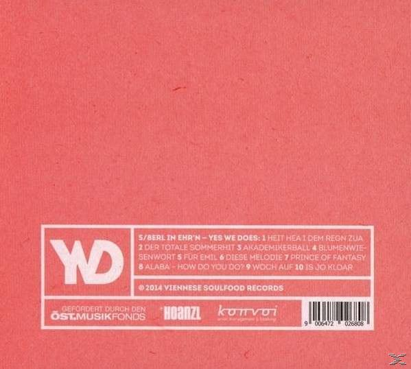 YD-Logo, Titel und Trackliste eines Albums, 2014, Barcode.