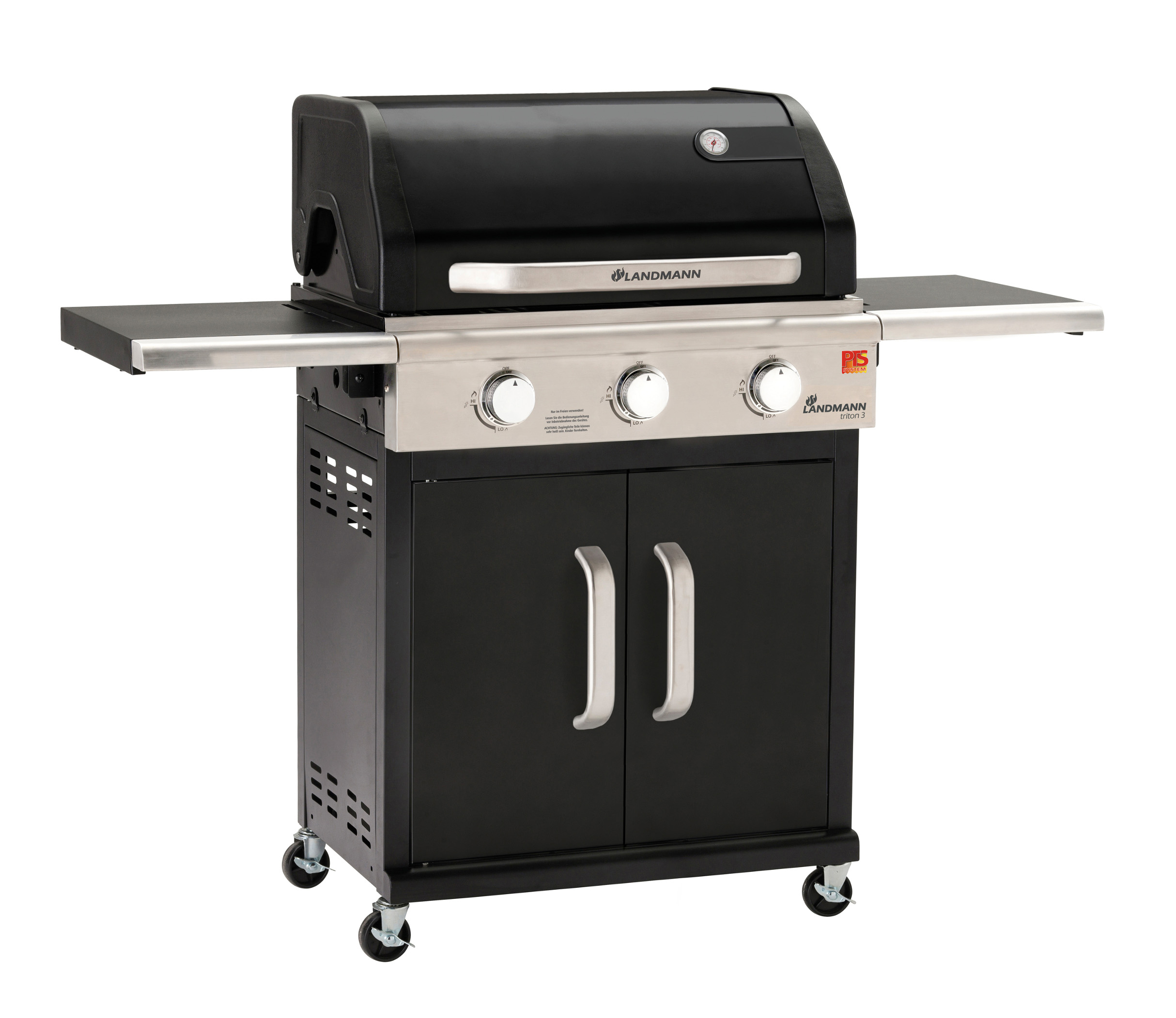 LANDMANN 12932 Triton PTS 3.0 Gasgrill, Schwarz/Silber (10500 Watt)