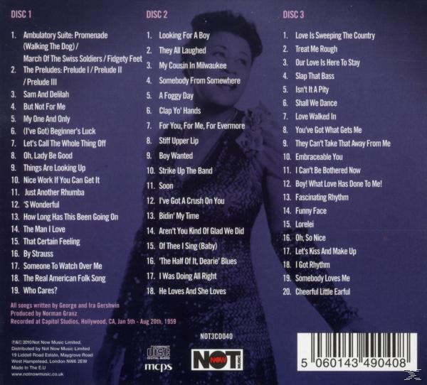 CD hátlap a George és Ira Gershwin dalok válogatásának számlistájával.