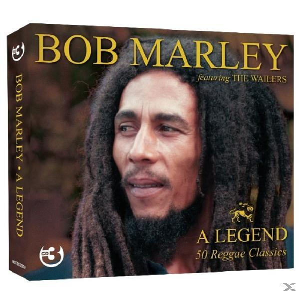 Bob Marley CD borító, az arcával, a 'A Legend' szöveggel és a CD logóval.