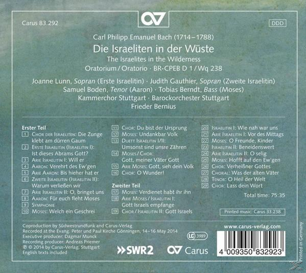 Frieder Bernius - Die Israeliten In Der Wüste Wq 238  - (CD)