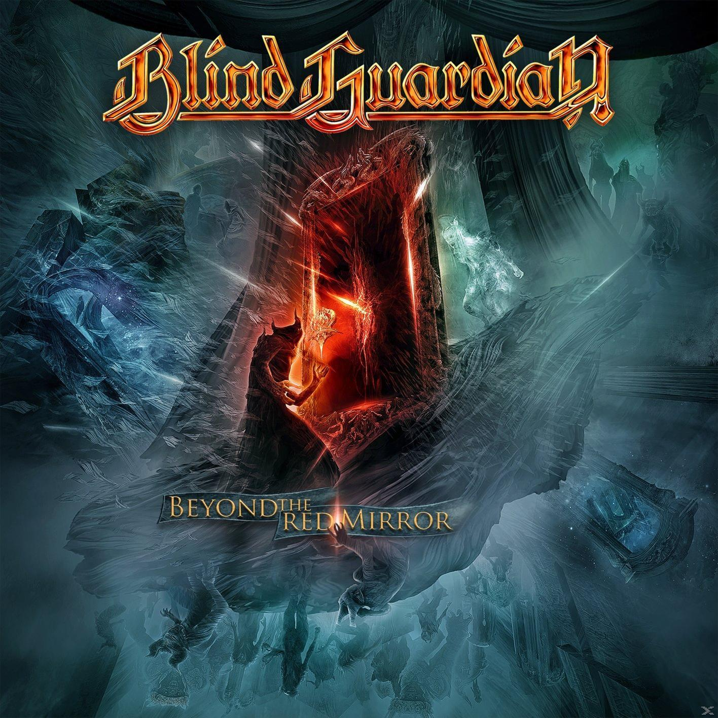 Albumcover: Blind Guardian - Beyond the Red Mirror, eine dramatische Szene mit Figuren und rotem Portal.