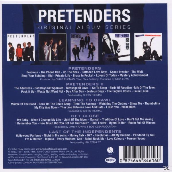 CD-Cover. Album: Pretenders. Verschiedene Bilder der Band. Trackliste. Original Album Series.