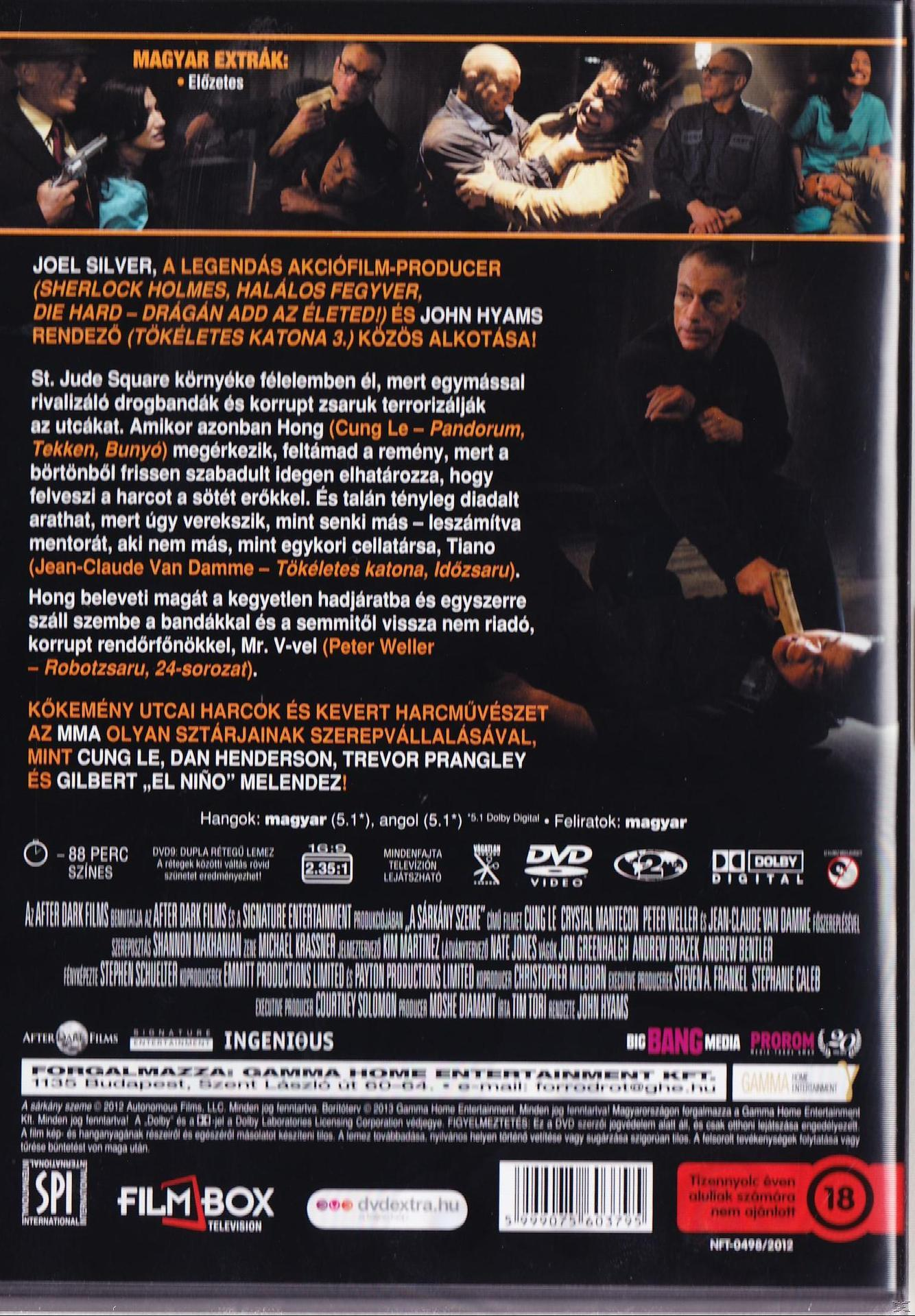DVD borító szöveggel és szereplőkkel, egy férfi fegyvert tart, emberek a háttérben.