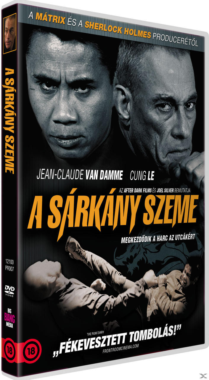 Az 'A Sárkány Szeme' DVD borítója Jean-Claude Van Damme-mal. Két szembenéző férfit ábrázol.