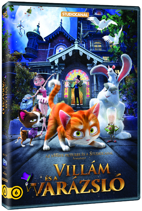 DVD borító. Animációs filmfigurák elöl, kastély a háttérben, és cím.